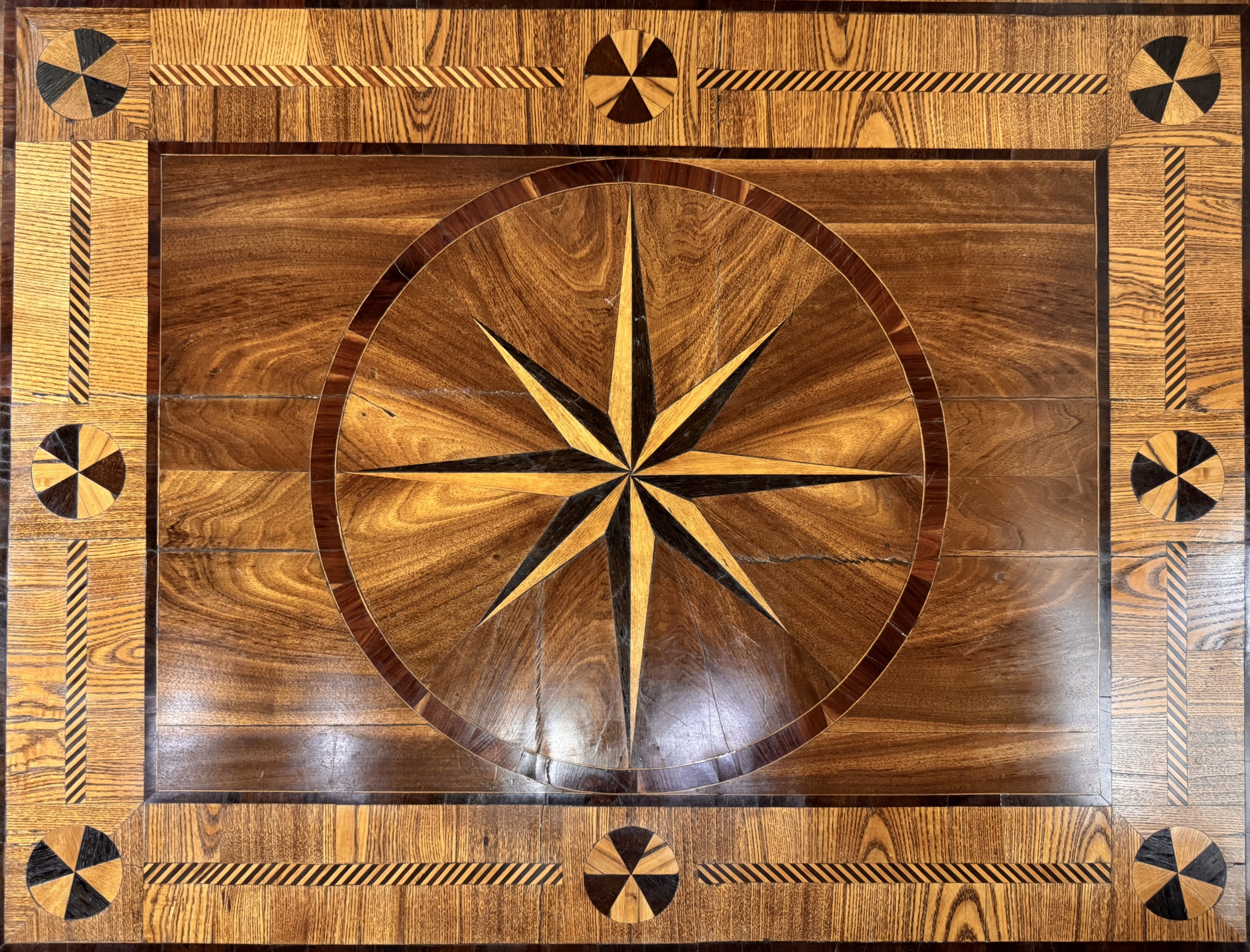 Antique Nautical Inlaid Game table or Desk - Image 17