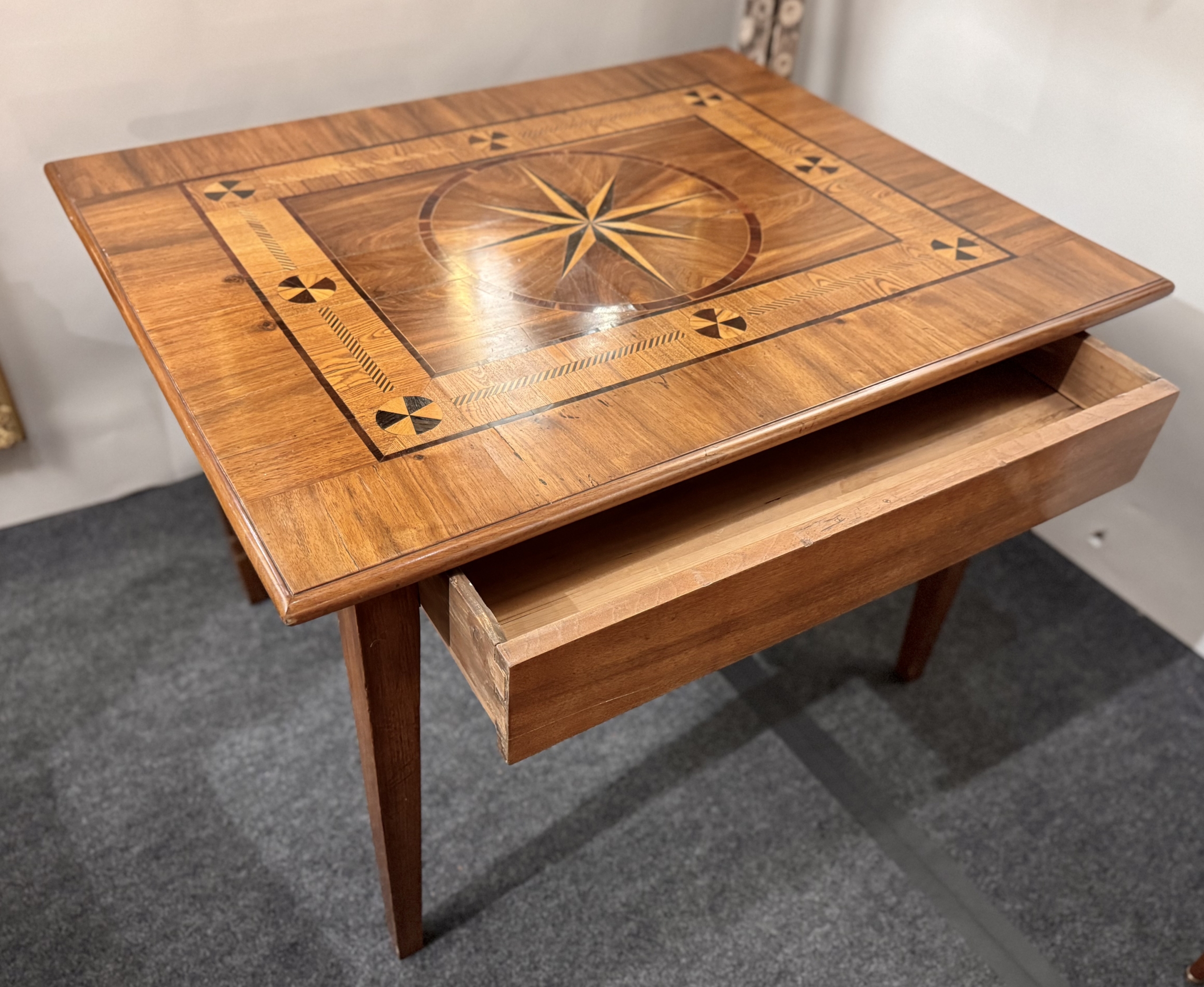 Antique Nautical Inlaid Game table or Desk - Image 7