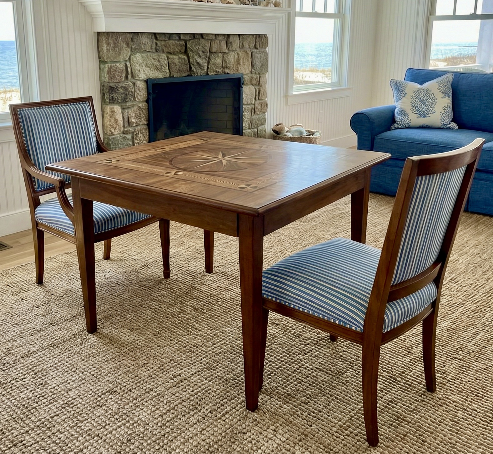Antique Nautical Inlaid Game table or Desk - Image 19